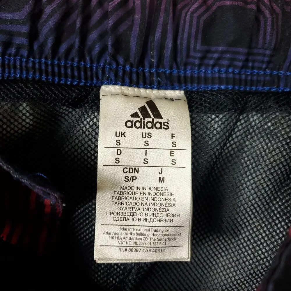 Adidas Swim Trunks Red Blue Adidas Spell Out Geometric Drawstring Cargo Men S - Picture 9 of 10